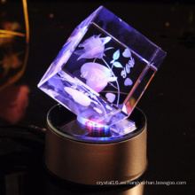 Diseño de regalo personalizado vacaciones 3D láser grabado rosas de cristal